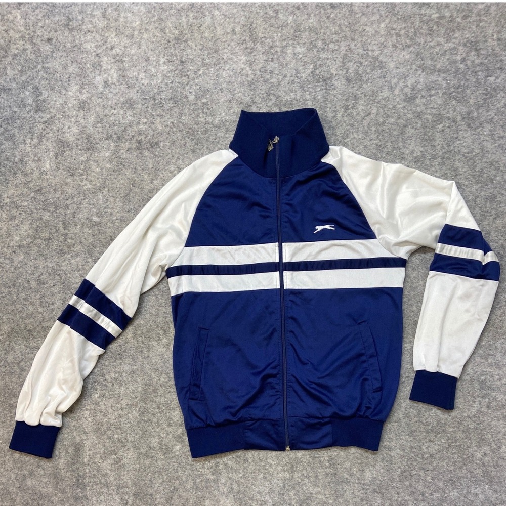 Vintage Slazenger Track Jacket Mens Medium Navy Blue Colorblock Full Zip 90s